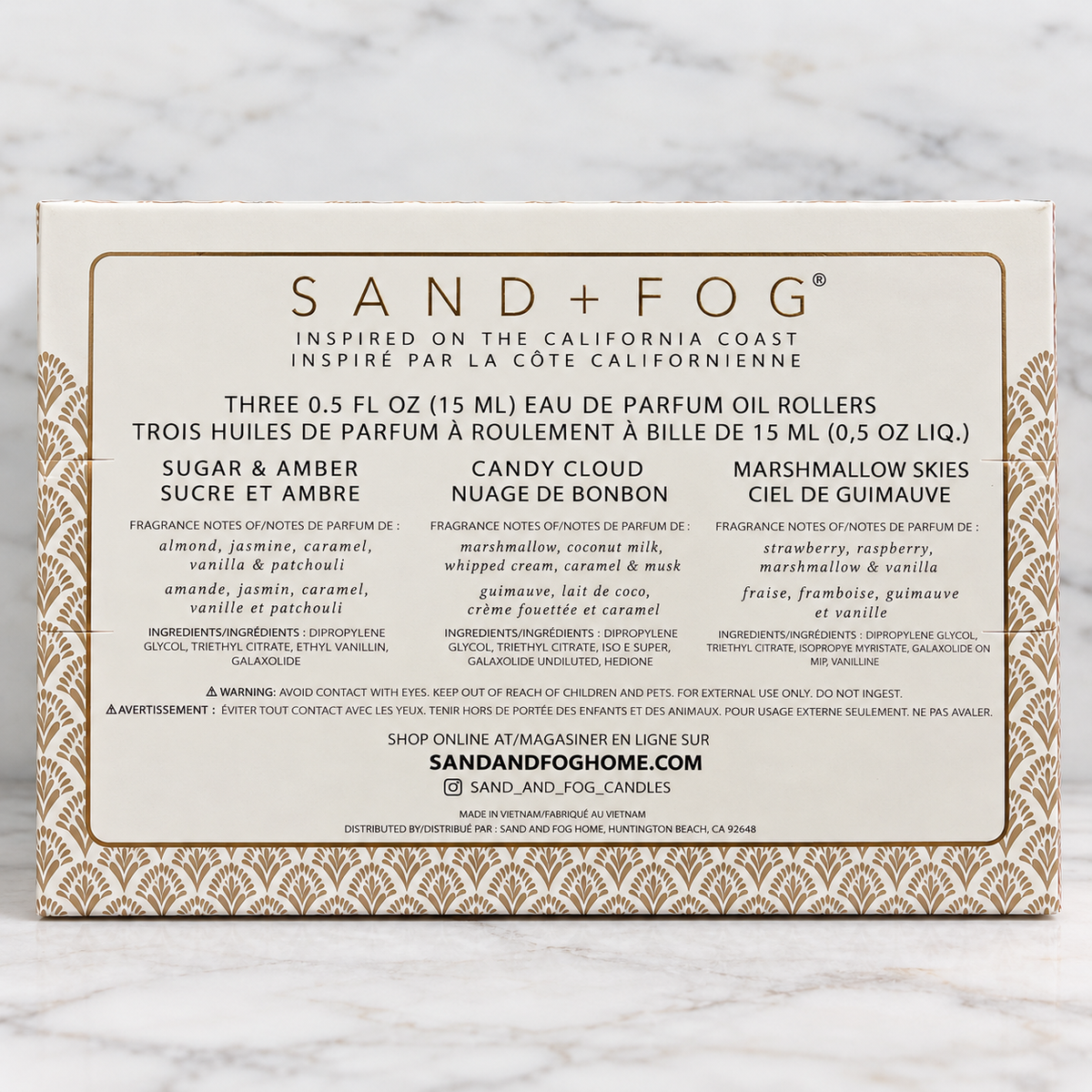 SAND + FOG Sugar & Amber / Candy Cloud / Marshmallow Skies 3-piece rectangular roller set | 3 x 15 mL