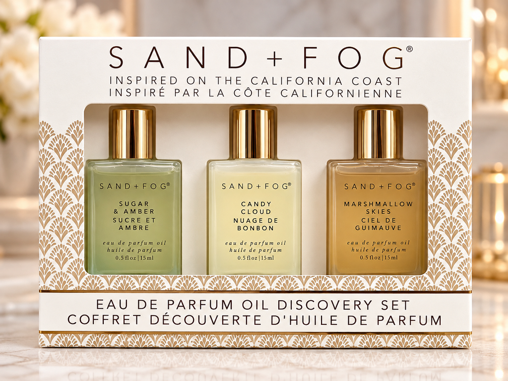 SAND + FOG Sugar & Amber / Candy Cloud / Marshmallow Skies 3-piece rectangular roller set | 3 x 15 mL