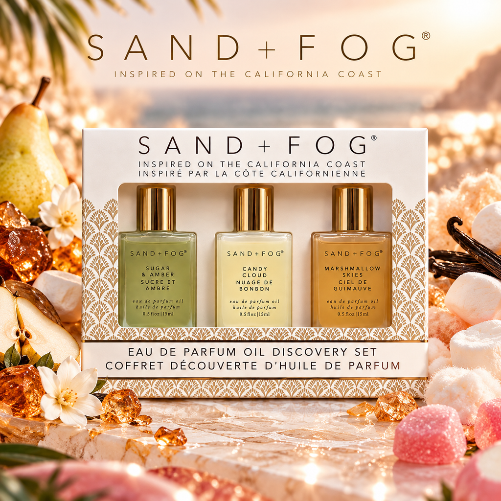 SAND + FOG Sugar & Amber / Candy Cloud / Marshmallow Skies 3-piece rectangular roller set | 3 x 15 mL