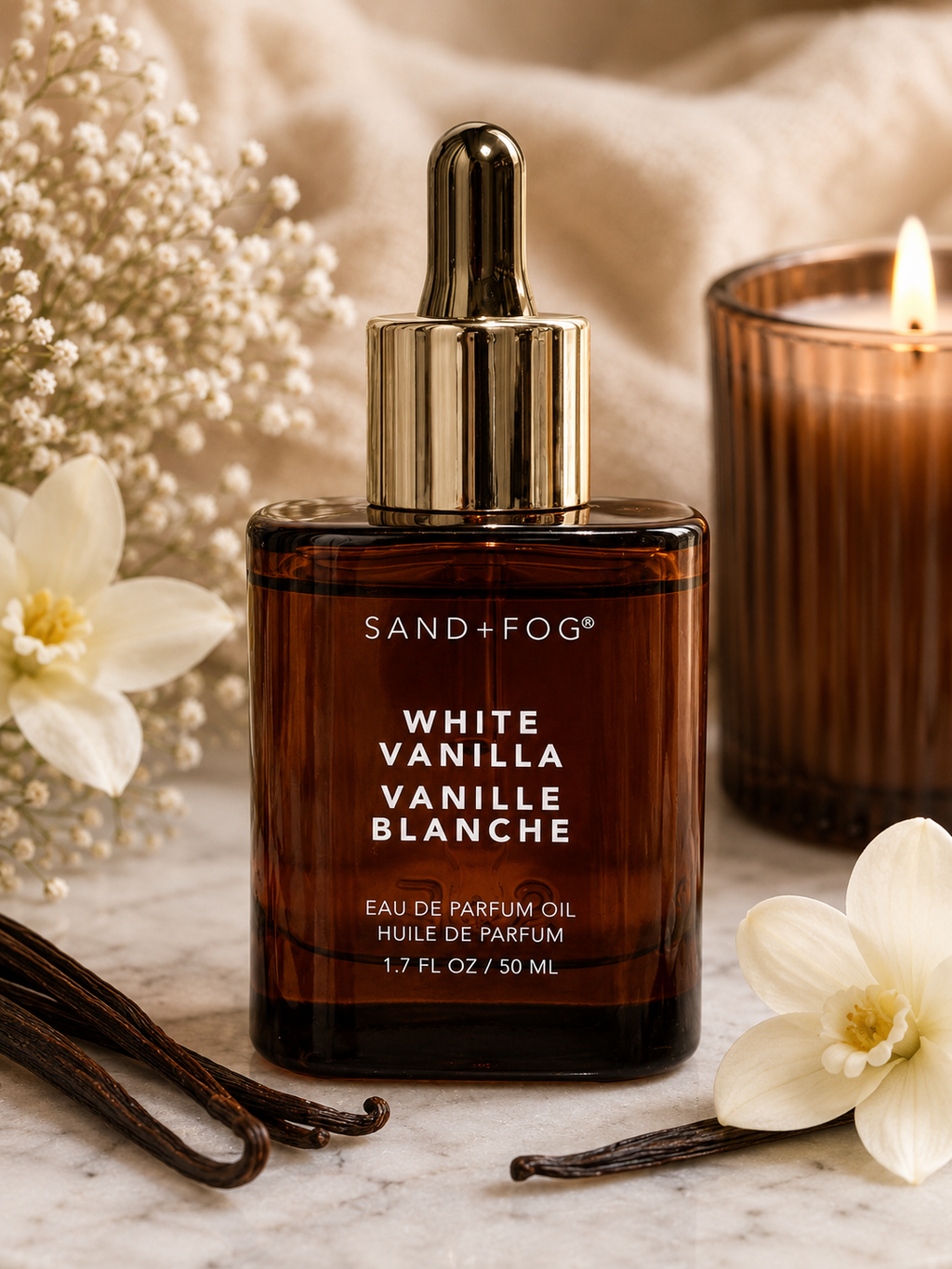 Sand + Fog White Vanilla Fragrance Oil | 50 mL Dropper